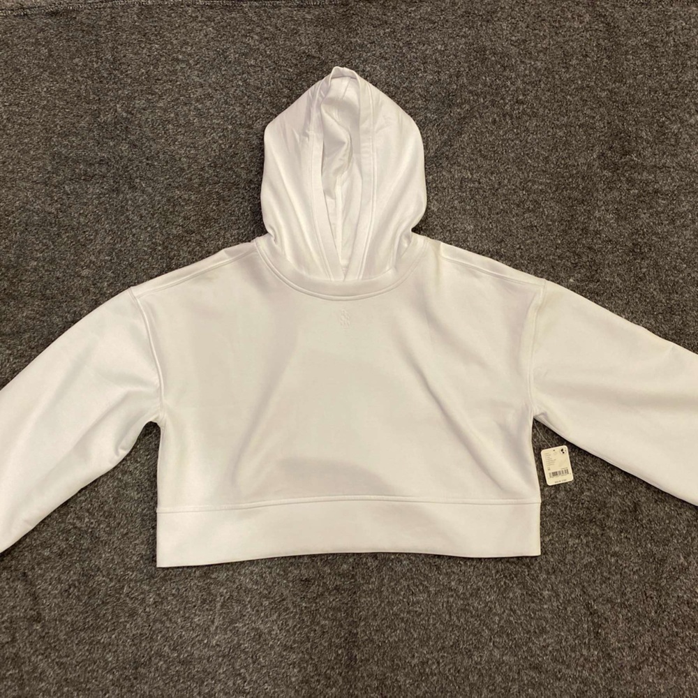 Free People White cropped hoodie size: M